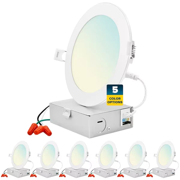 6 Inch Ultra Thin LED Recessed Downlights 5 CCT 2700K-5000K 12W 1000LM Dimmable