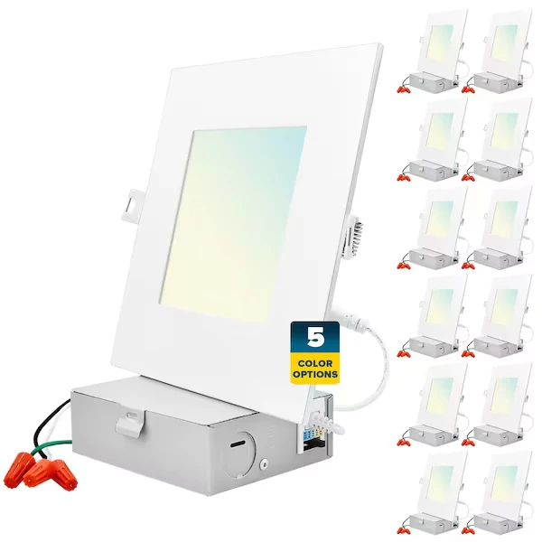 6 Inch Square Ultra Thin LED Recessed Downlights Dimmable