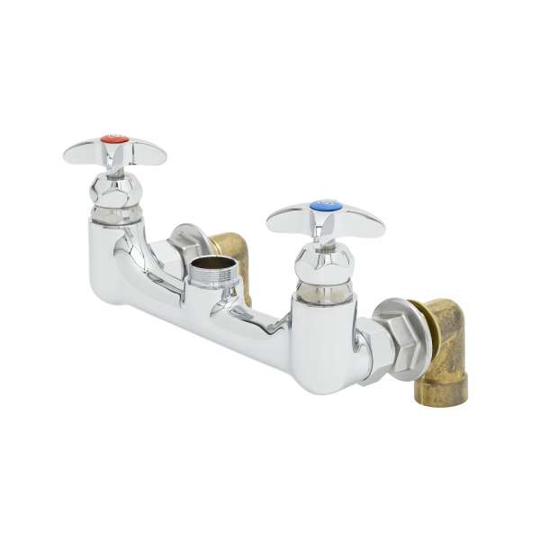 Mixing Faucet, Swivel Outlet, 8 Inch Wall Mount, Inlet Elbows, Less Nozzle
