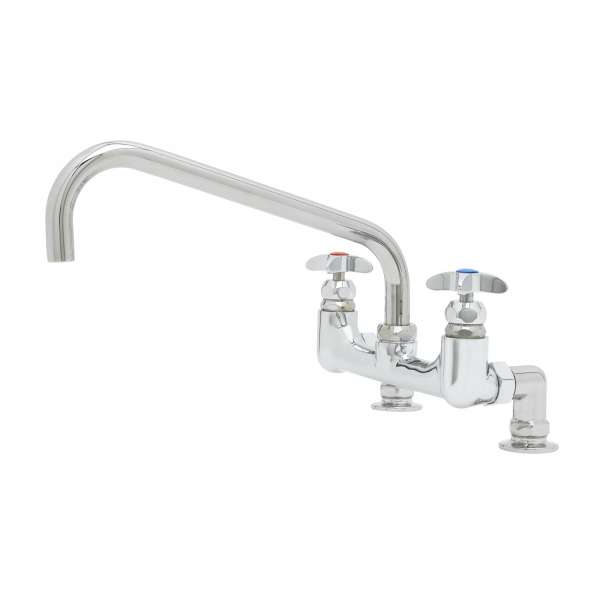 Mixing Faucet, 8 Inch Deck Mt, 12 Inch Swing Nozzle, Inlet, With Supply Nipples