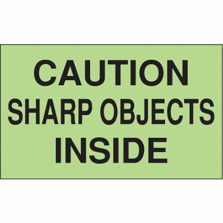 Instructional Handling Label, Caution/Sharp Objects Inside, 5 Inch Label Width