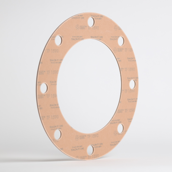 Full Face Cut Gasket, Tealon 1590, 1/8 Inch Thickness, 1-1/4 Inch Size, 300# Class
