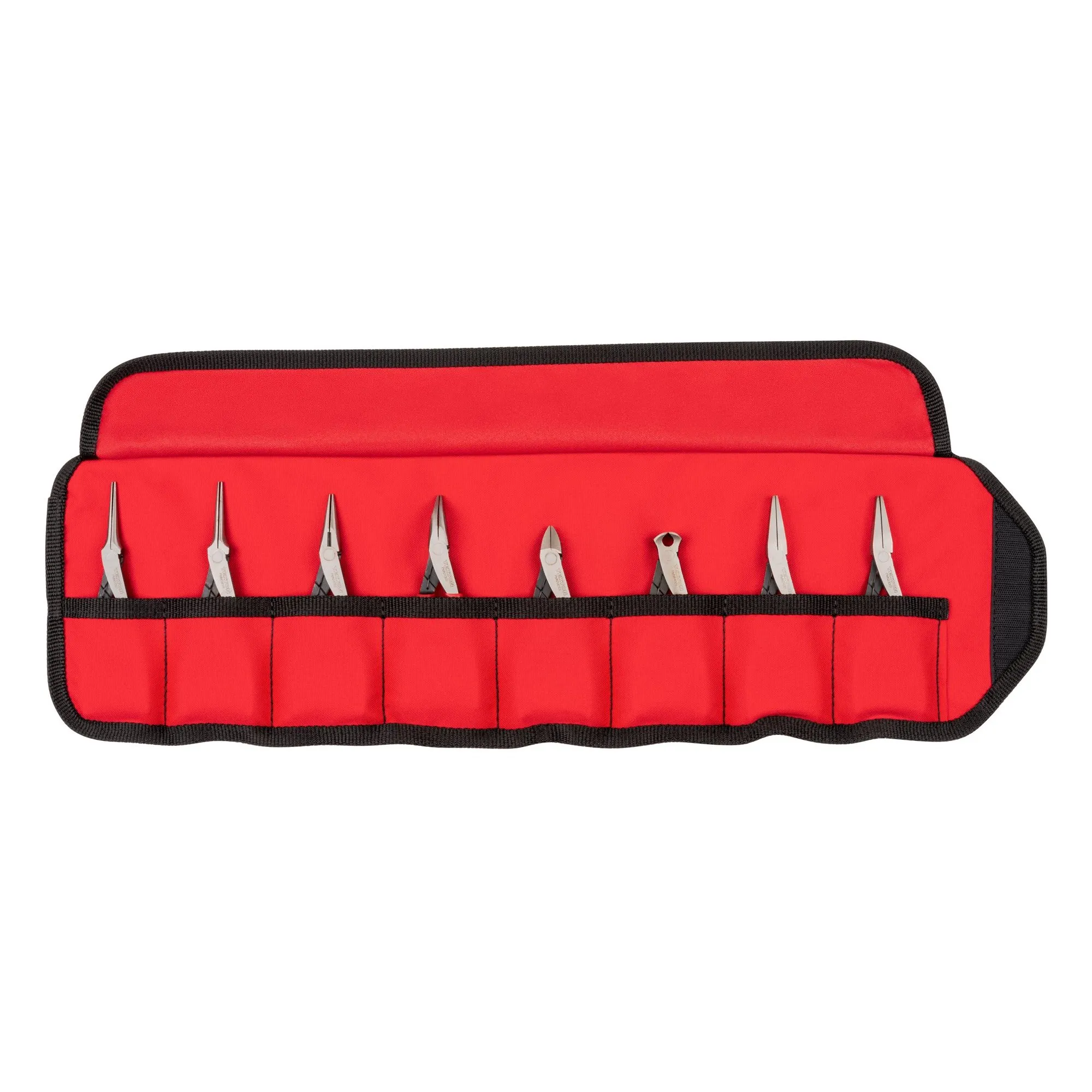 Mini Pliers Set with Pouch, 8-Piece Needle Nose, Long Nose, Flat Nose, Cutting