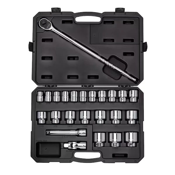 3/4 Inch Drive Socket and Ratchet Set, SAE, 25 pcs