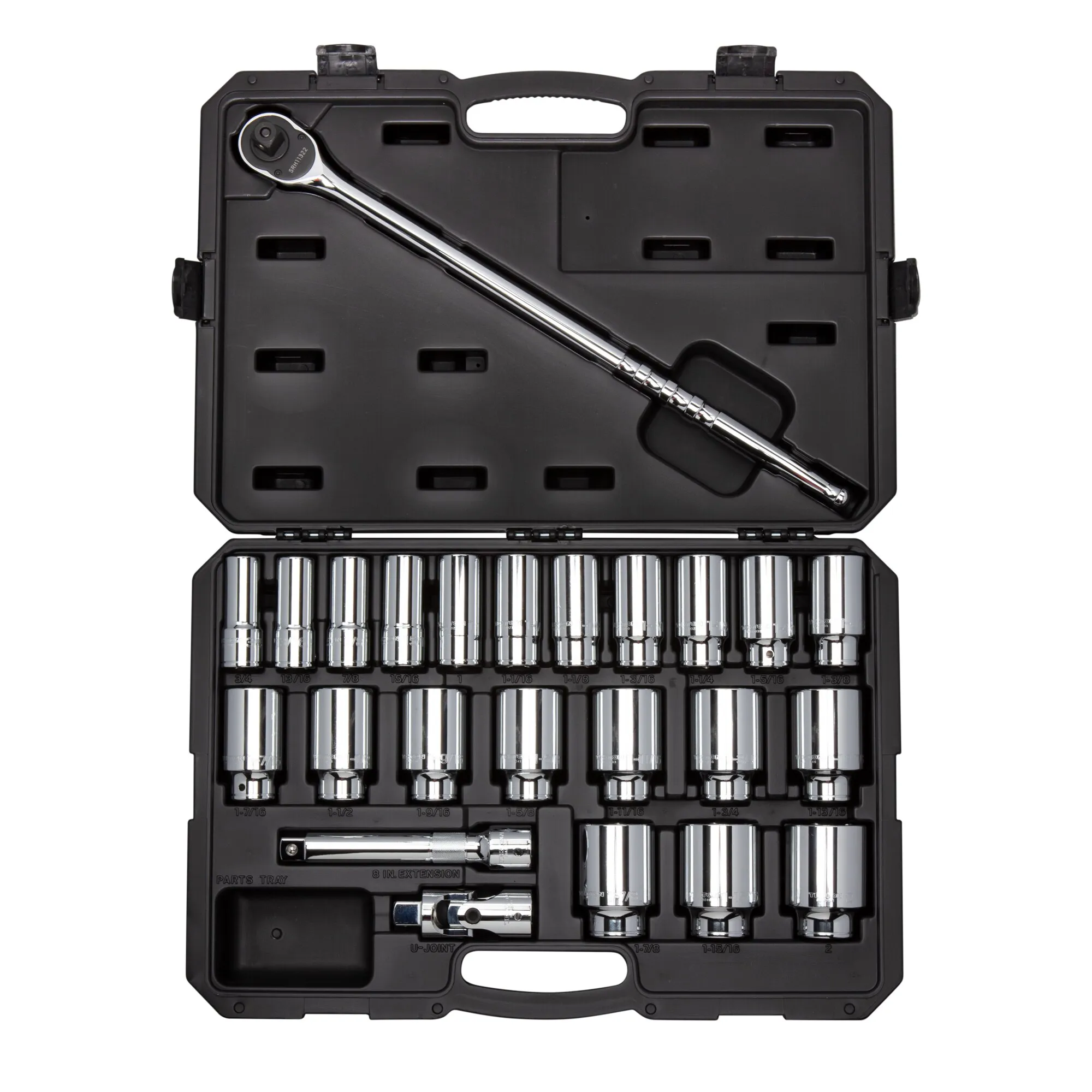 3/4 Inch Drive Deep Socket and Ratchet Set, SAE, 25 pcs