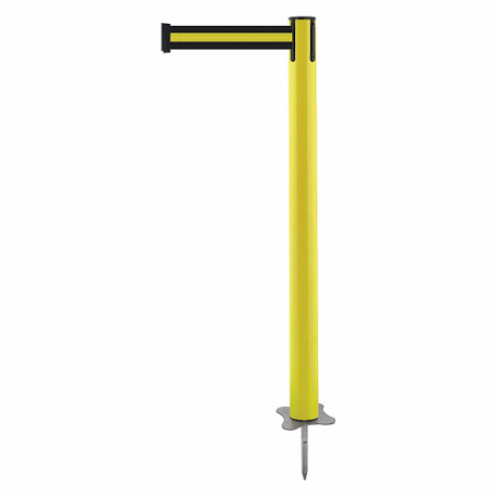 Poste con púas, plástico, amarillo, altura del poste de 43 pulgadas, diámetro del poste de 2 1/2 pulgadas, estaca, acero