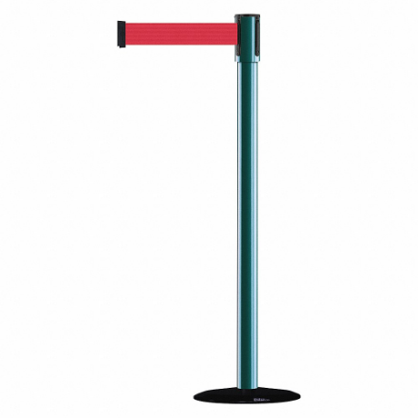 Slimline Post, Steel, Green, 38 Inch Post Height, 2 Inch Post Dia, 14 Inch Base Dia, Red