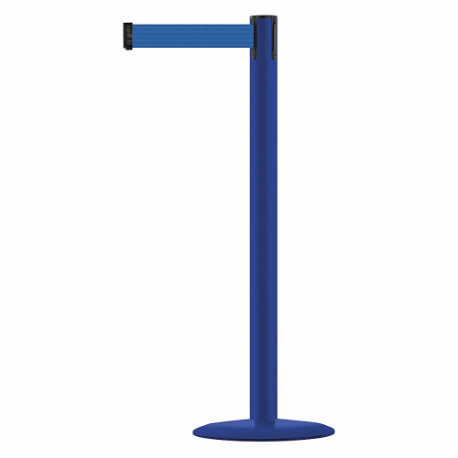 Barrier Post With Belt, Stainless Steel, Blue, 38 Inch Post Height, 2 1/2 Inch Post Dia