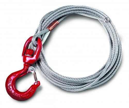 Galvanized Aircraft Cable With Swivel Hook And Swaged Ball Fitting, 1/4 Inch x 28 Ft