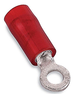 Ring Terminal, Nylon Insulated, 22-16 Wire, 1/4 Inch Stud