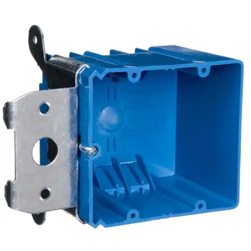 Two Gang Adjustable New Work Outlet Box, Volume 34 Cubic Inch, Length 4 Inch, 16PK