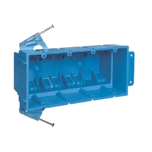 Four Gang New Work Outlet Box, Volume 64 Cubic Inch, Length 3.53 Inch, Pack Of 24