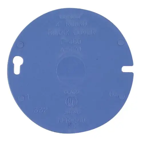 Round Blank Cover, Diameter 4 Inch, Color Blue, Material Non-Metallic, Pack Of 35