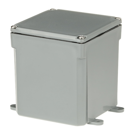 Molded non-metallic black junction box, 6 inch x 6 inch x 4 inch, 2PK