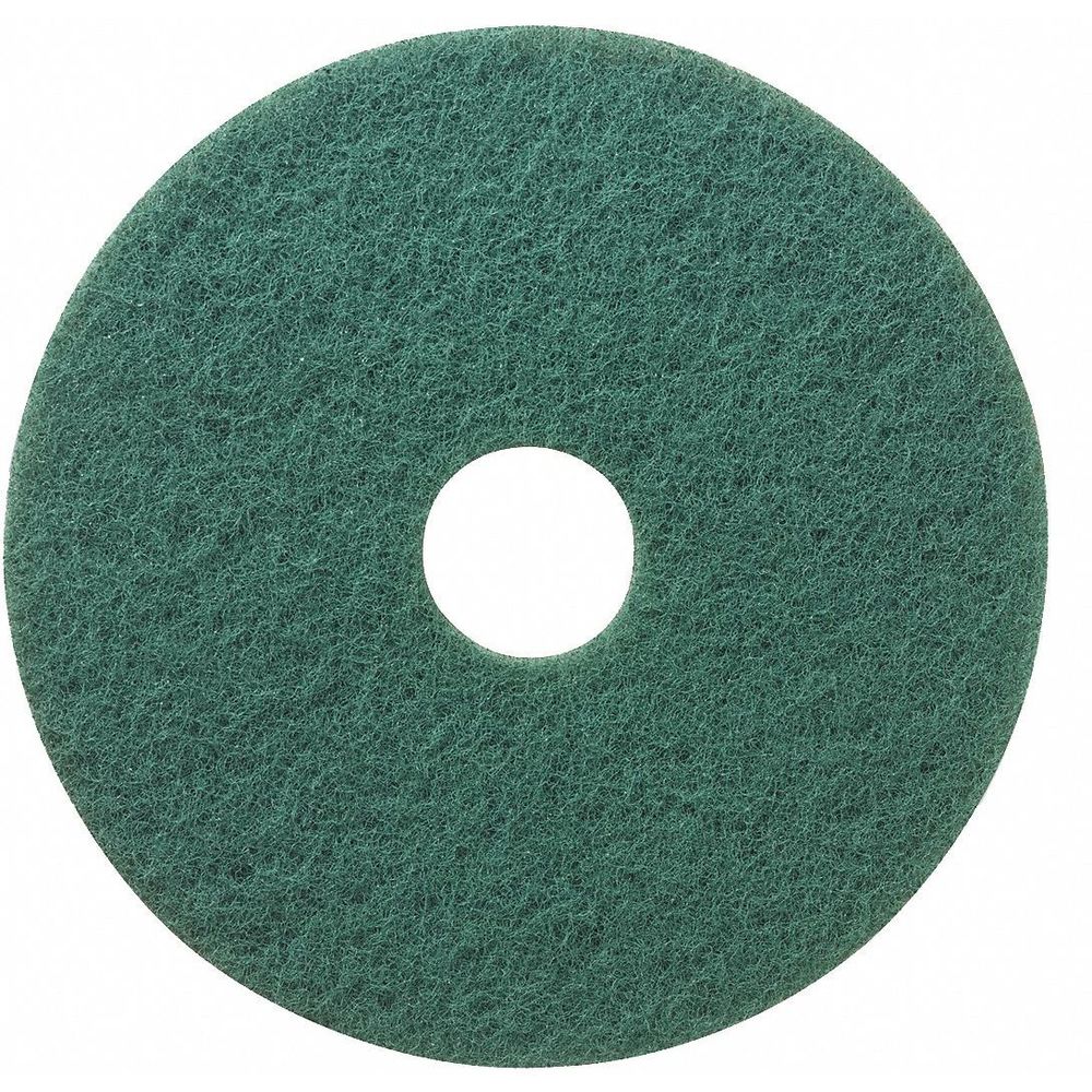 Almohadilla de fregar redonda no tejida, de 175 a 600 rpm, verde, paquete de 5