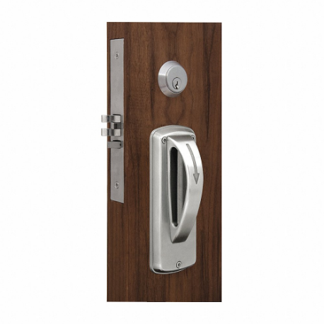 Door Lever Lockset, Grade 1, Curved, Satin Stainless Steel