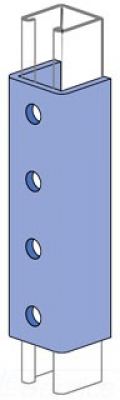 Accesorio de canal en U, 4 orificios, electrogalvanizado