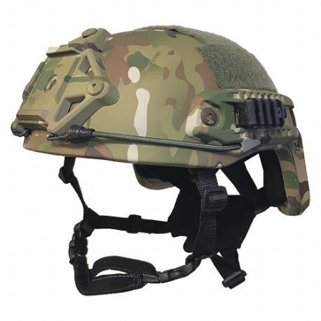 Ballistic Helmet, L Fits Hat Size, MultiCam, Aramid, 1/4 Inch Pad Thick, Level IIIA