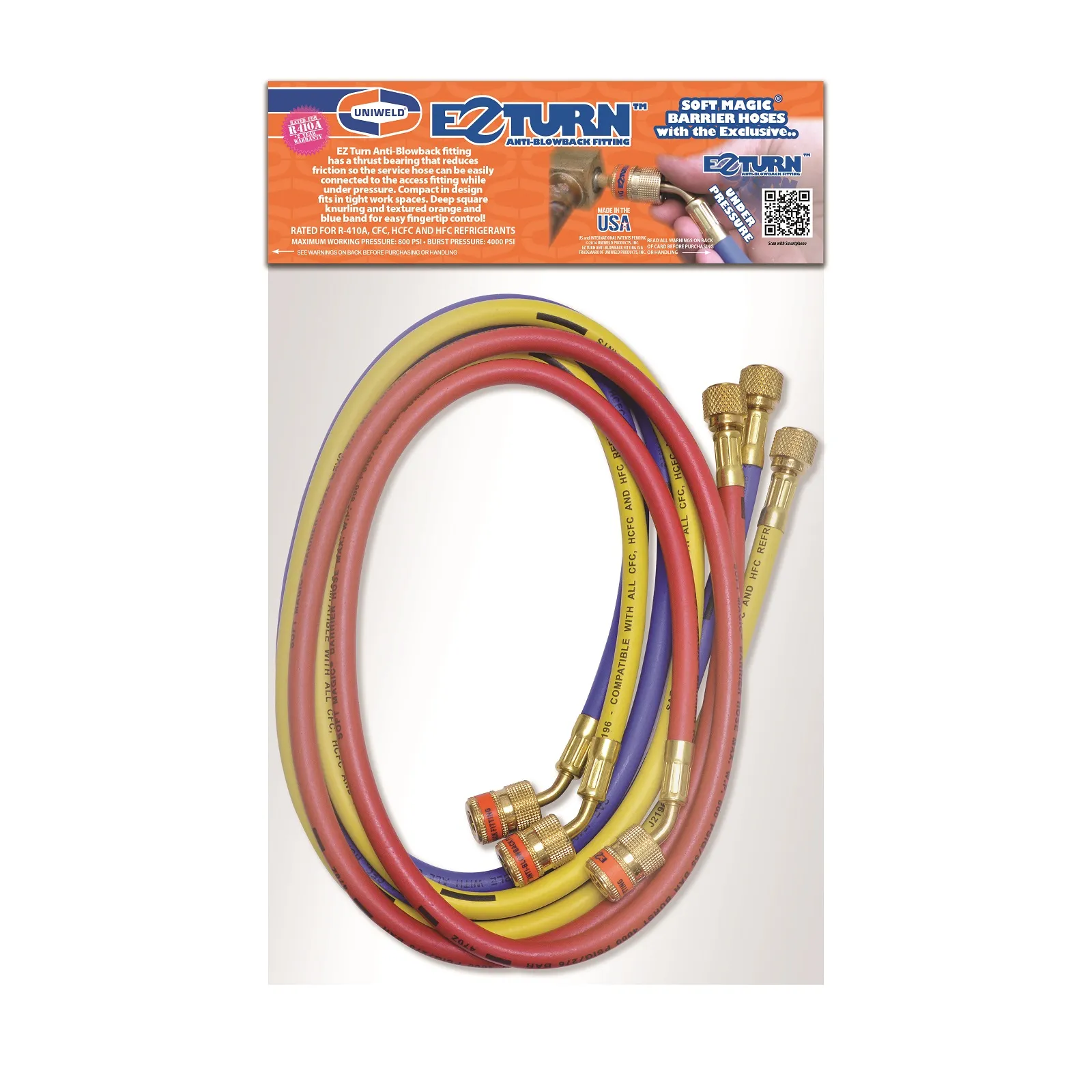 Anti-blowback Hose, Ez Turn, 100 Feet Length, Yellow