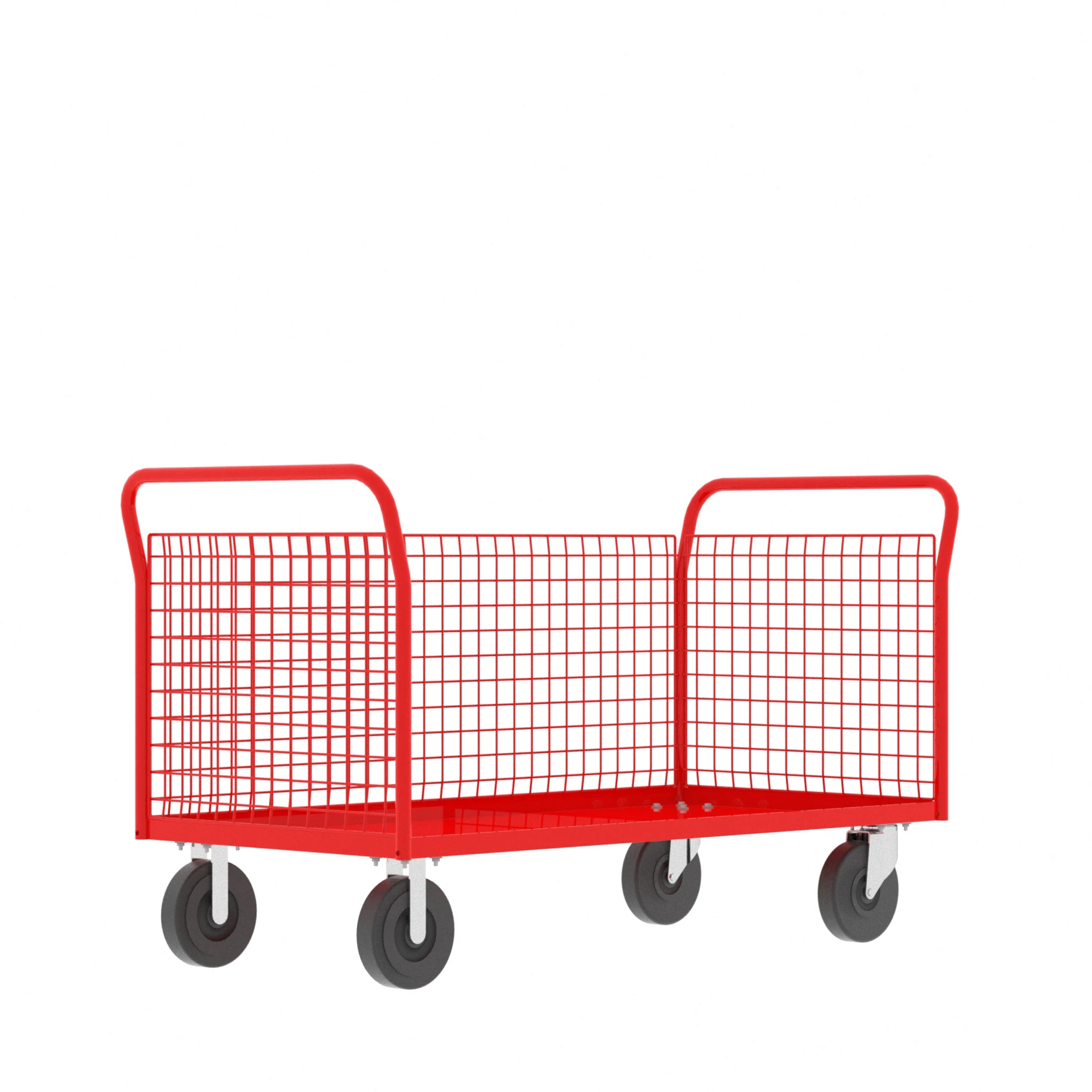 VALLEY CRAFT F80118VCRD Cage Cart, 3 Sided, 1600 lbs Capacity, 30 Inch Base, Red, 64 x 30 x 37 Inch Size | CJ6TJK