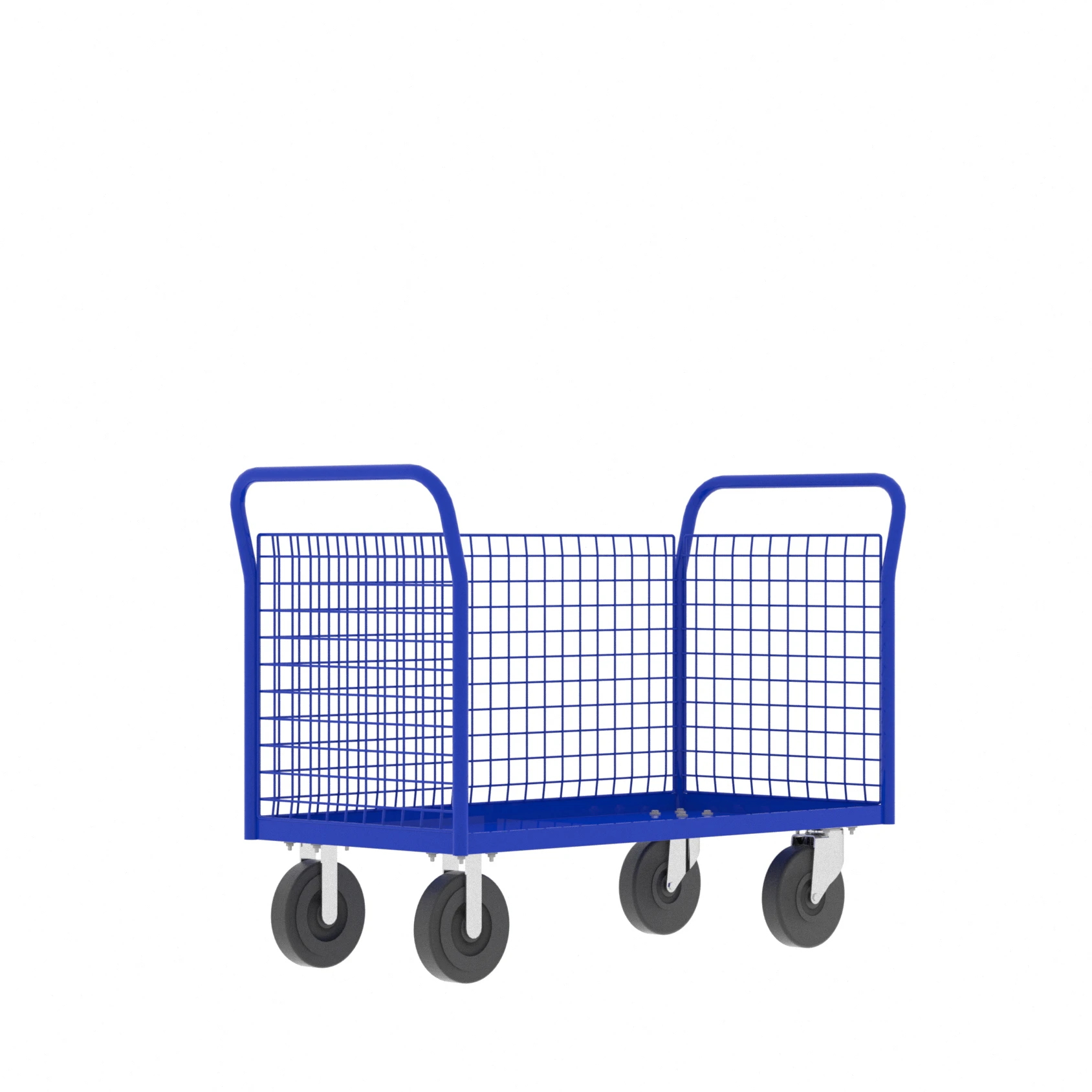 VALLEY CRAFT F80125VCBL Cage Cart, 3 Sided, 1600 lbs Capacity, 24 Inch Base, Blue, 52 x 24 x 37 Inch Size | CJ6TJE