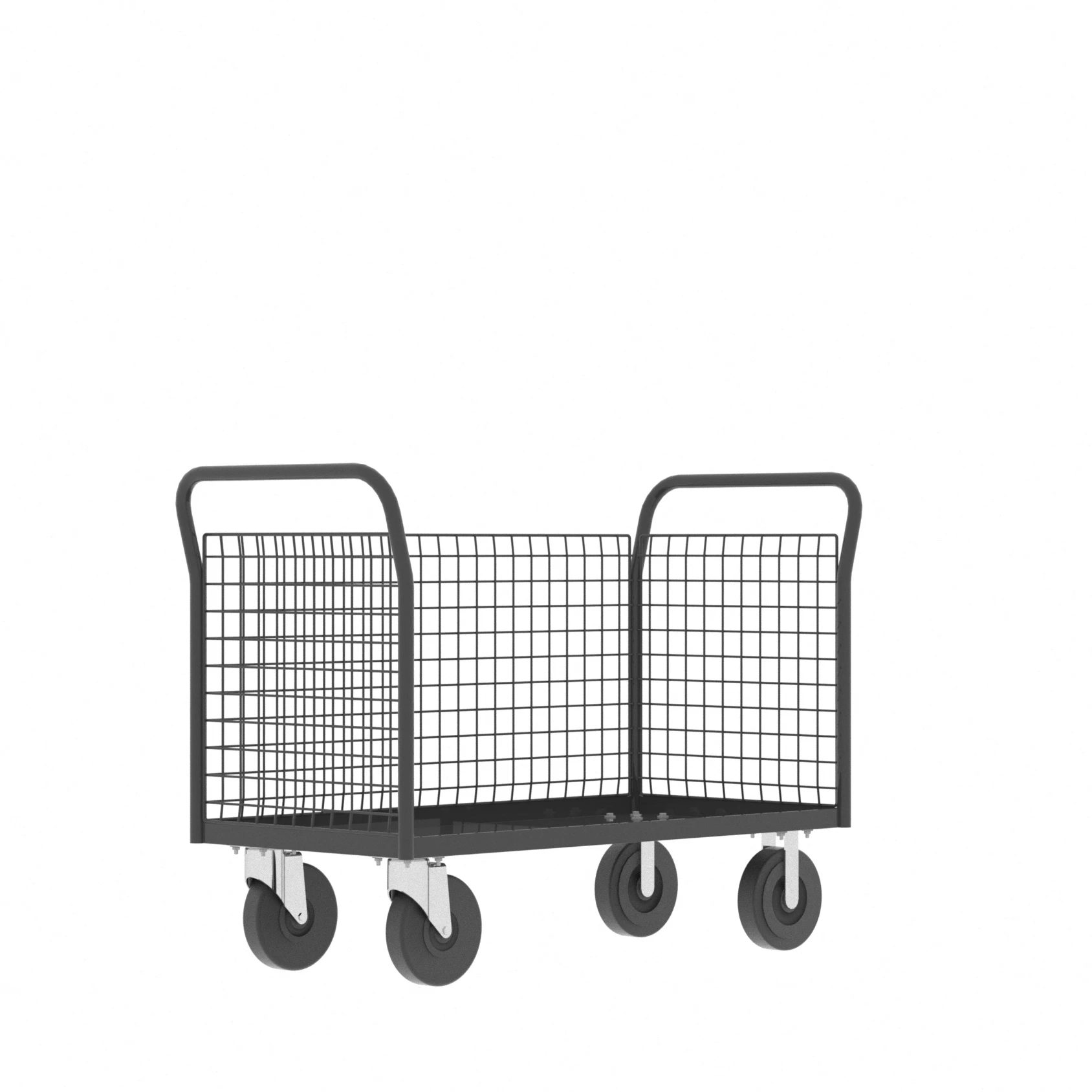 VALLEY CRAFT F80125VCGY Cage Cart, 3 Sided, 1600 lbs Capacity, 24 Inch Base, Gray, 52 x 24 x 37 Inch Size | CJ6TJF