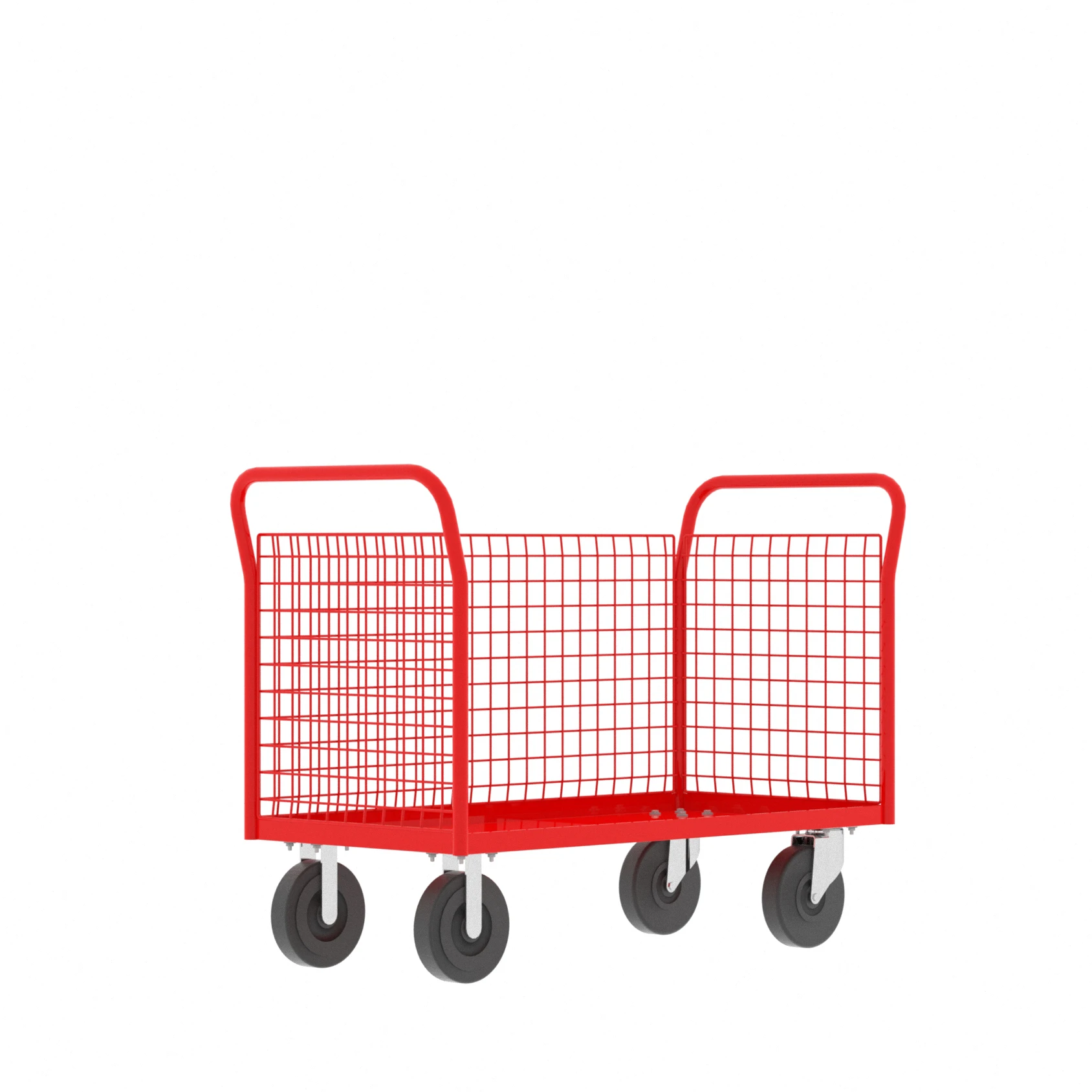 VALLEY CRAFT F80125VCRD Cage Cart, 3 Sided, 1600 lbs Capacity, 24 Inch Base, Red, 52 x 24 x 37 Inch Size | CJ6TJG
