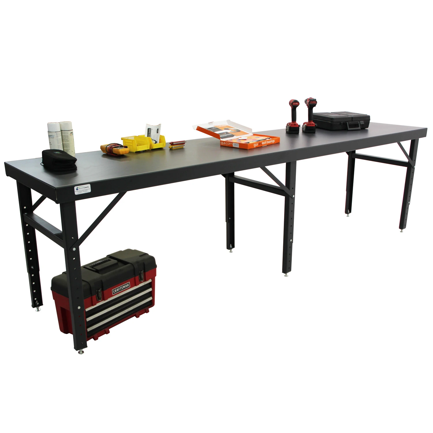 VALLEY CRAFT F87863A7 Folding Work Table, Steel Top, 28" X 120" Size, 2000 Lb Load Cap. | AJ8GBT