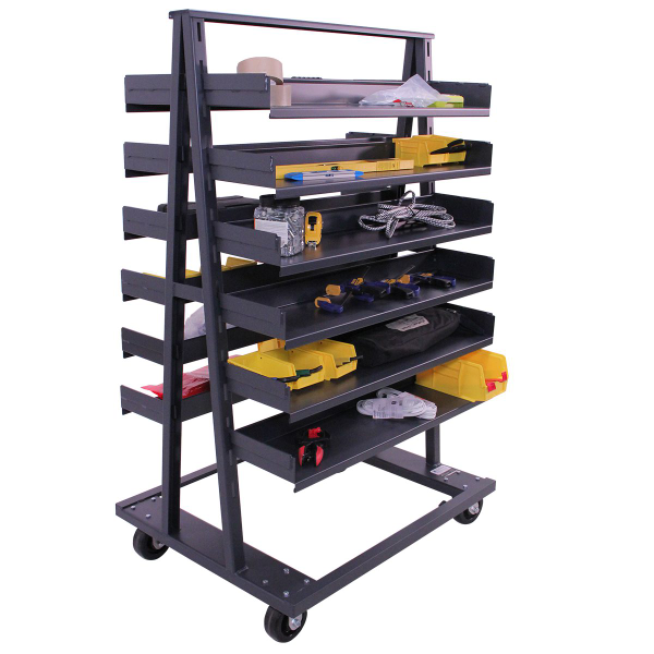 Heavy Duty A-Frame Cart, 38 x 30 x 63 Inch Size, 12 Trays, 2500 lb. Capacity