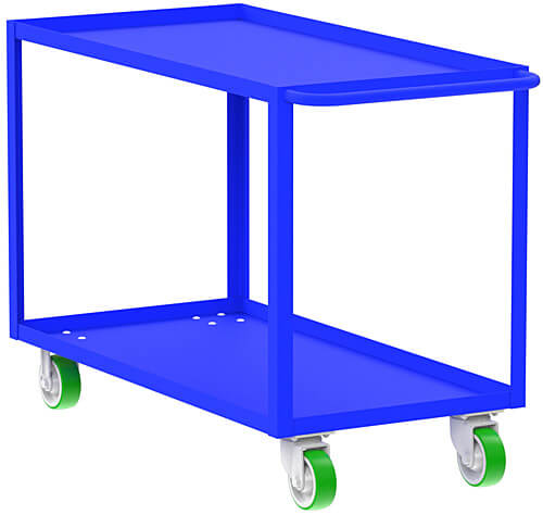 Cesta utilitario de 2 estantes con reborde, estante de 24 x 36 pulgadas, azul, tamaño de 24 x 41 x 36 pulgadas