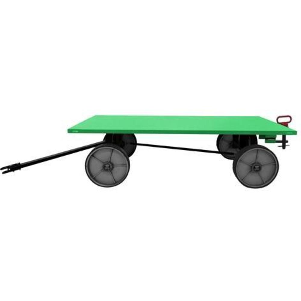 Remolque, plataforma plana de 36 "x 60", molde en la rueda, pasador y horquilla, verde
