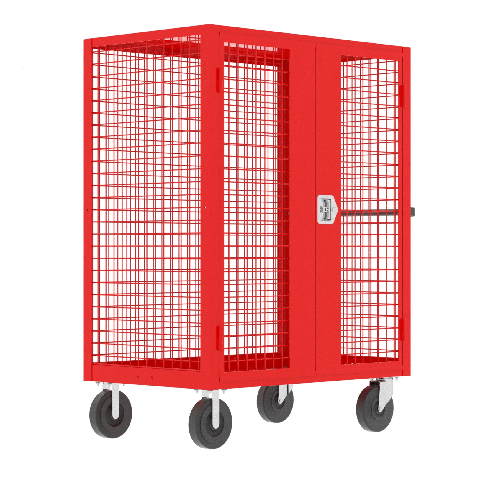 VALLEY CRAFT F89483VCRD Security Cart, 2000 lbs Capacity, 48 x 30 Inch Base, Red, 51 x 30 x 66 Inch Size | CJ6TJY