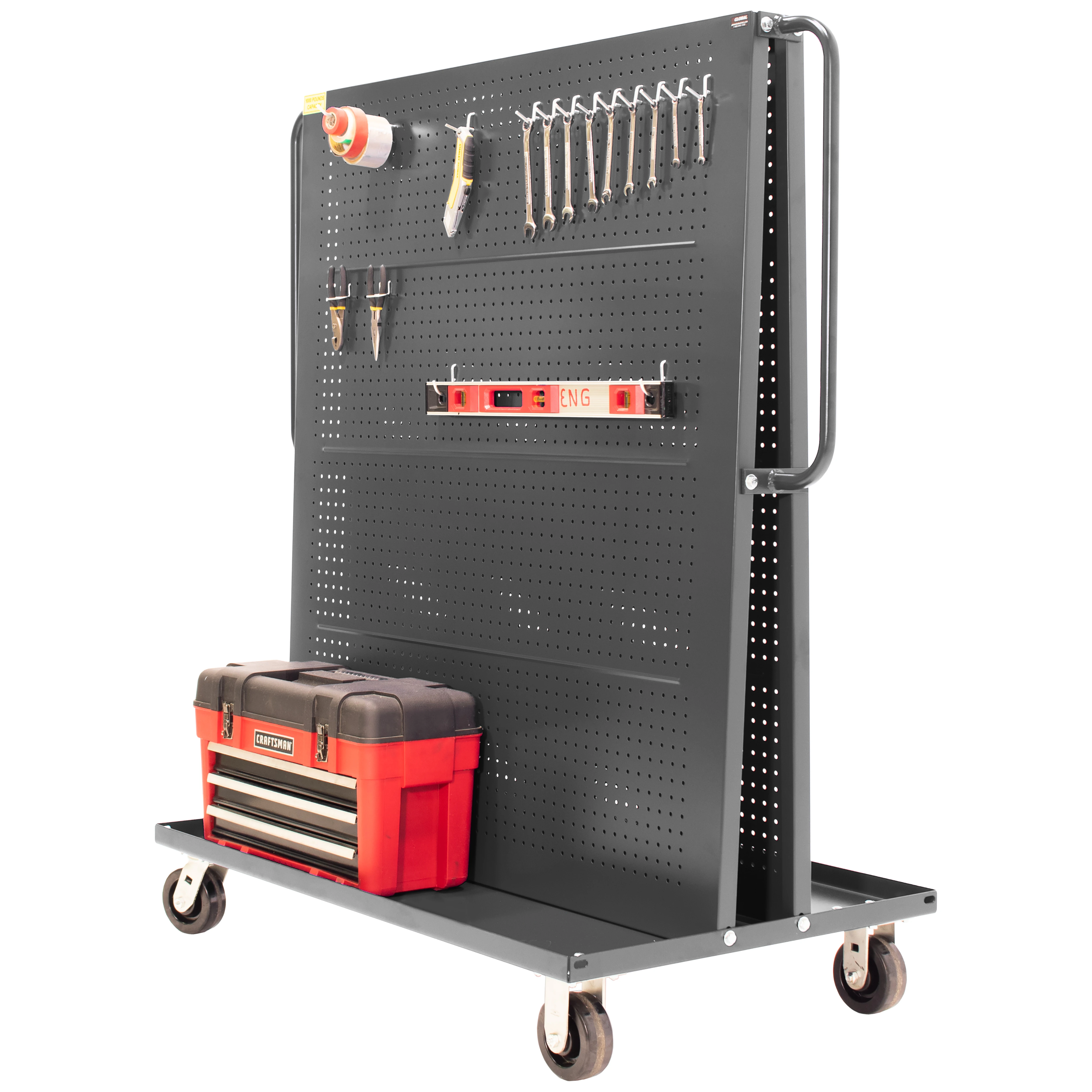 VALLEY CRAFT F89546 Mobile A Frame Cart, 48", 2 Round Pegboard Panel, Gray | AJ8GFF