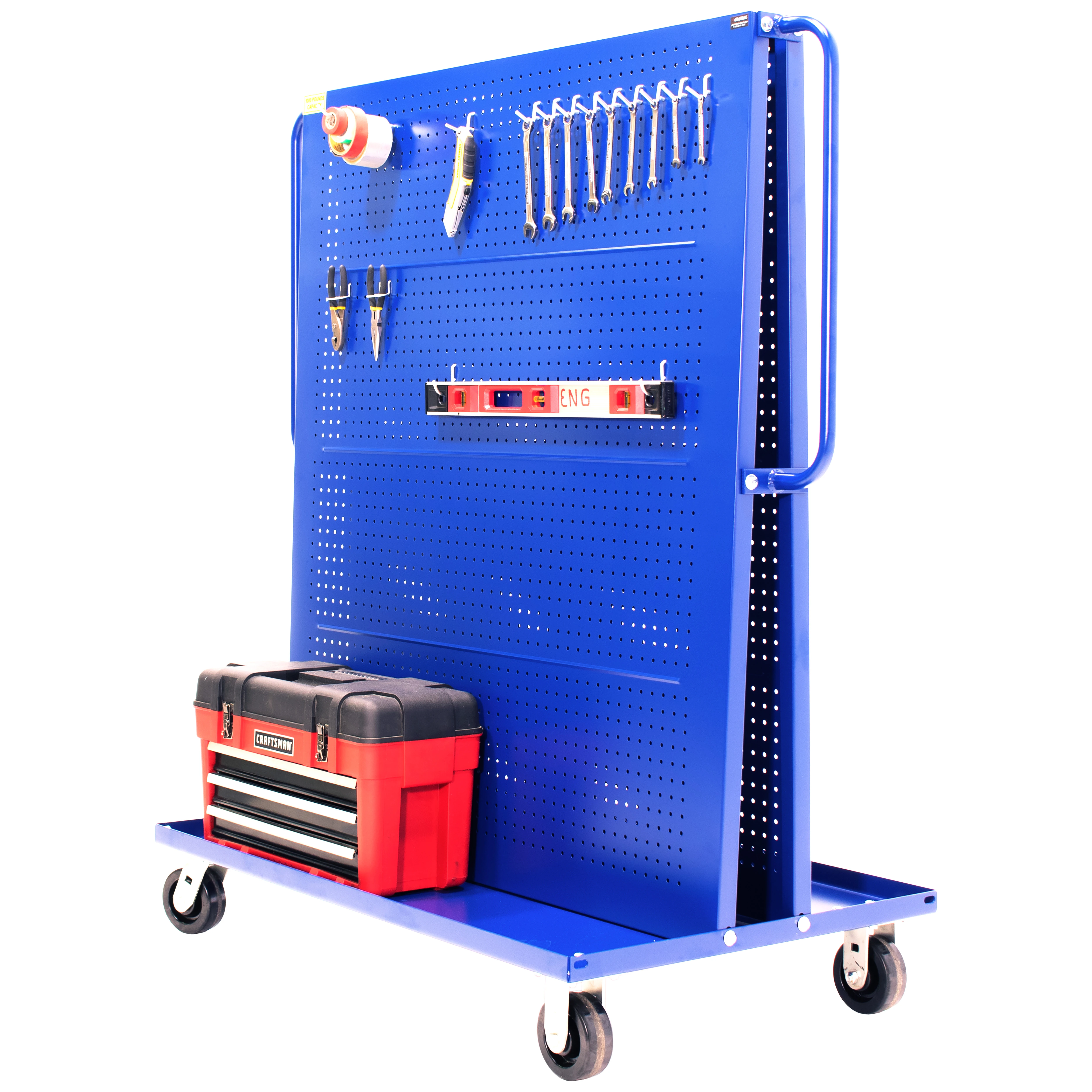 VALLEY CRAFT F89546B Mobile A Frame Cart, 48", 2 Round Pegboard Panel, Blue | AJ8GFG