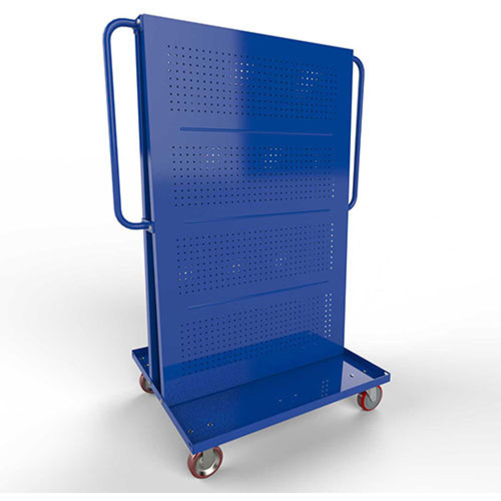 Mobile A Frame Cart, 36", 2 Round Peg Pegboard Panels, Blue