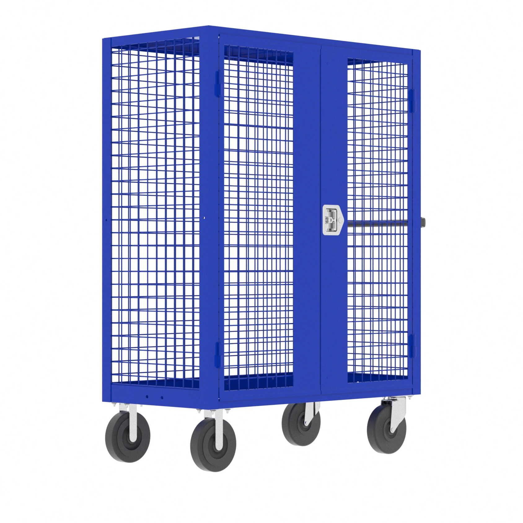 VALLEY CRAFT F89557VCBL Security Cart, 2000 lbs Capacity, 48 x 24 Inch Base, Blue, 51 x 24 x 66 Inch Size | CJ6TJT