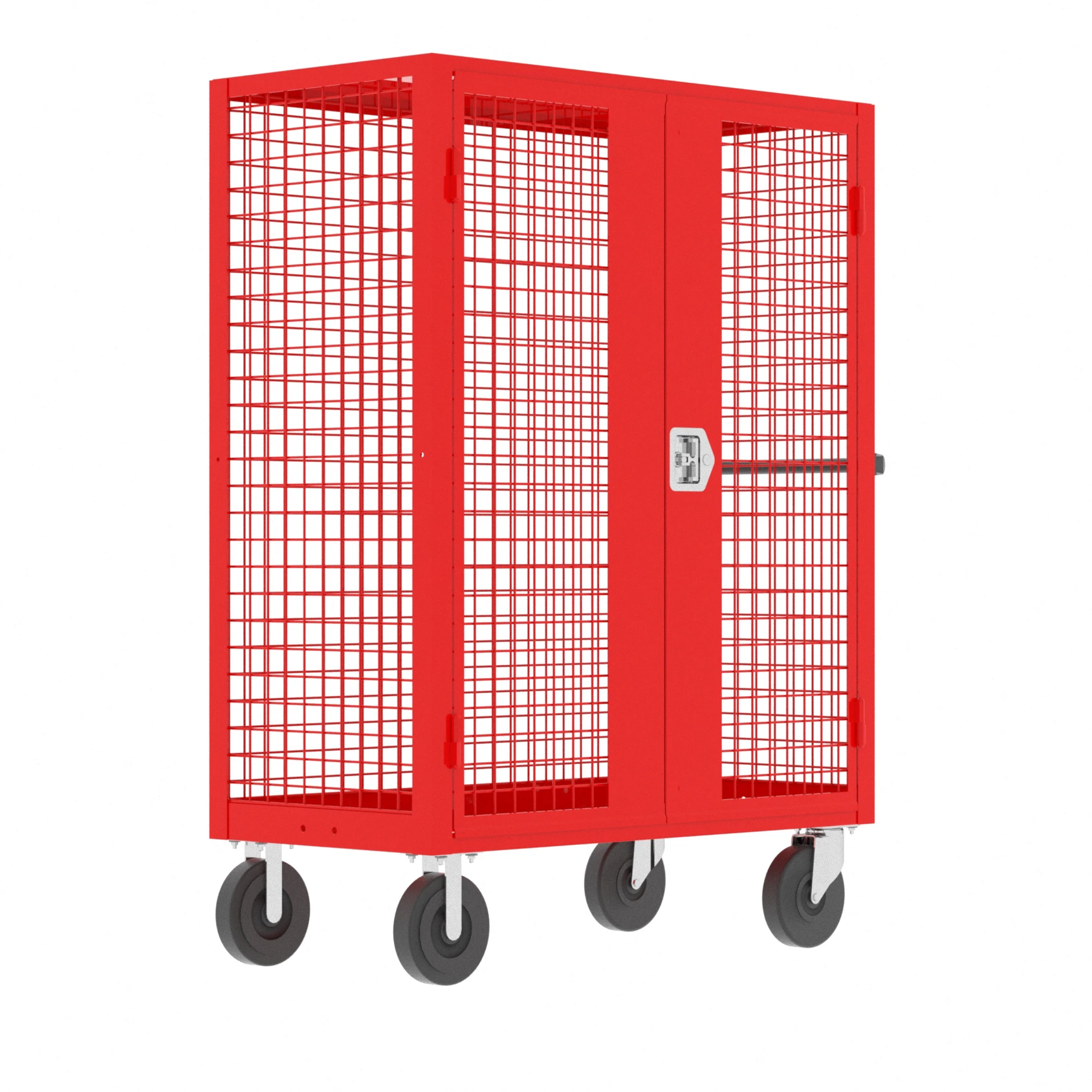 VALLEY CRAFT F89557VCRD Security Cart, 2000 lbs Capacity, 48 x 24 Inch Base, Red, 51 x 24 x 66 Inch Size | CJ6TJV