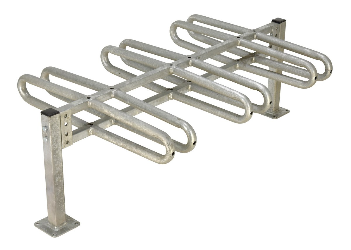 VESTIL BR-M3D-GAL Galvanized Bicycle Rack, 45.88 x 25 x 14.38 Inch Size | CE3AMH