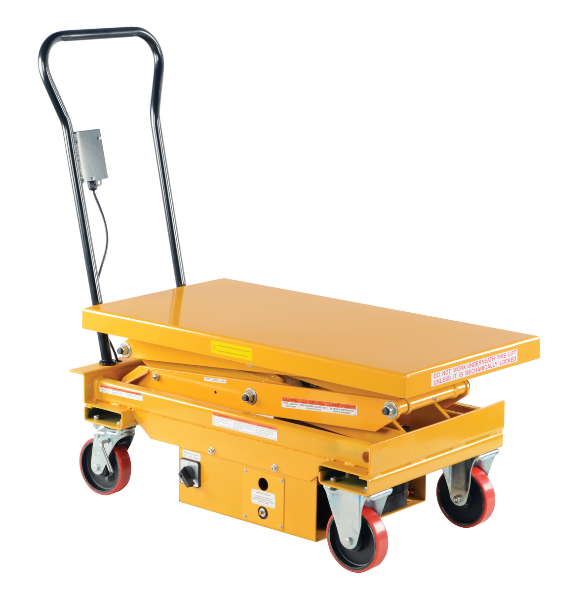 VESTIL CART-1000D-DC DC Power Hydraulic Scissor Cart, 1000 Lb. Capacity, 39.75 Inch x 20.5 Inch Size | AG7PAZ