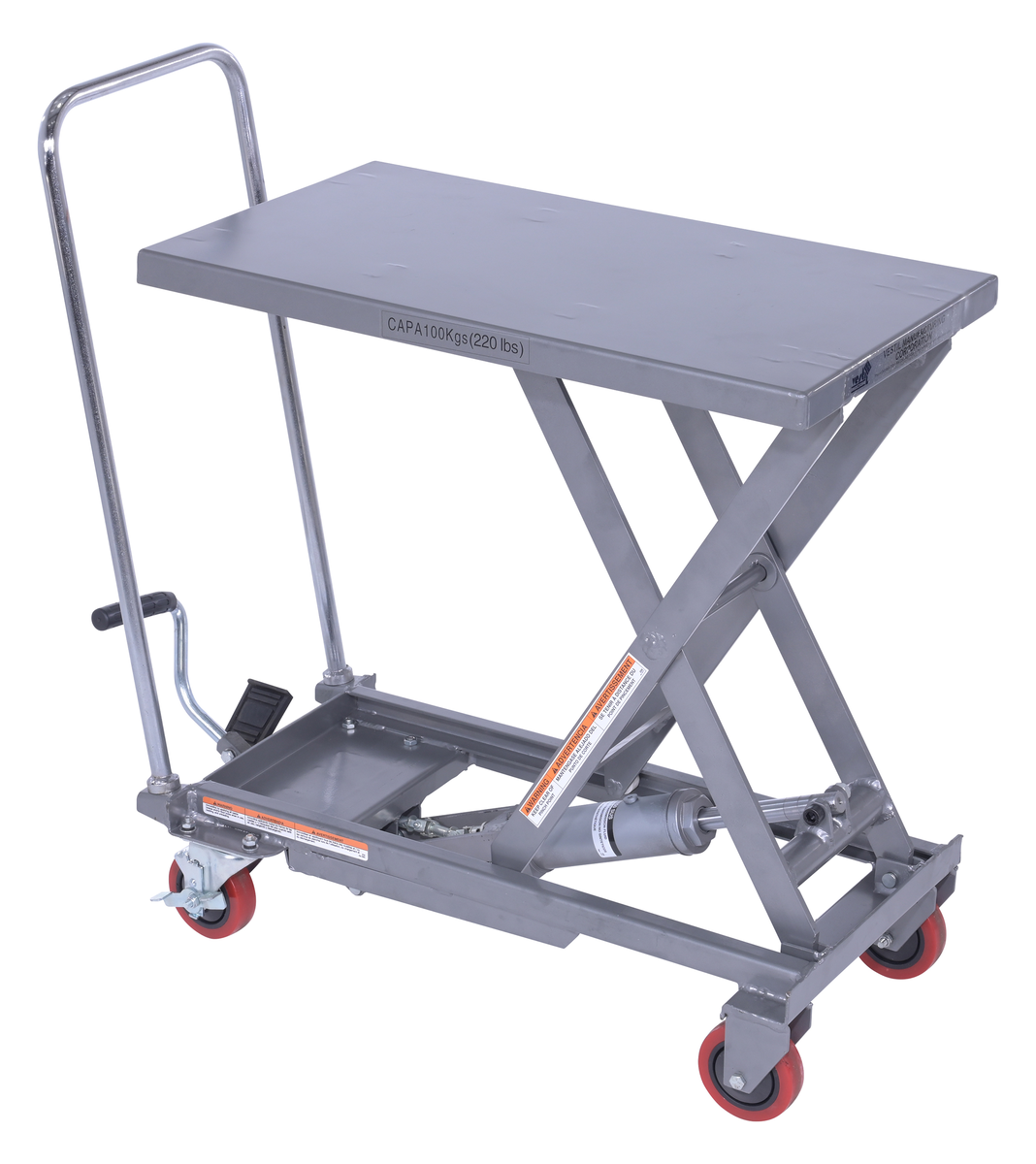 VESTIL CART-200-ALUM Aluminium Elevating Cart, 220 Lb. Capacity, 15.75 Inch x 27 Inch Size | AG7PBY