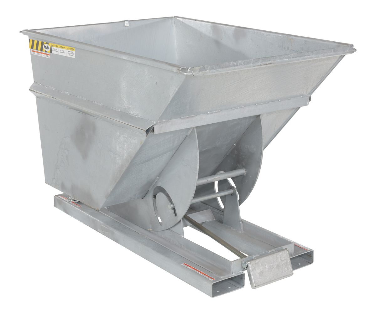 VESTIL D-100-HD-GAL Self Dumping Hopper, Heavy Duty, 1 cu. yd., 6000 Lb., Galvanized, Steel | AG7PVD