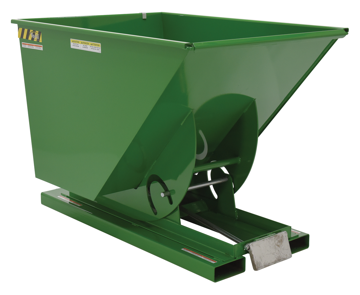 VESTIL D-100-LD-GRN-T Self Dumping Hopper, Light Duty, 1 cu. yd., 2000 Lb., Green, Steel | AG7PVN