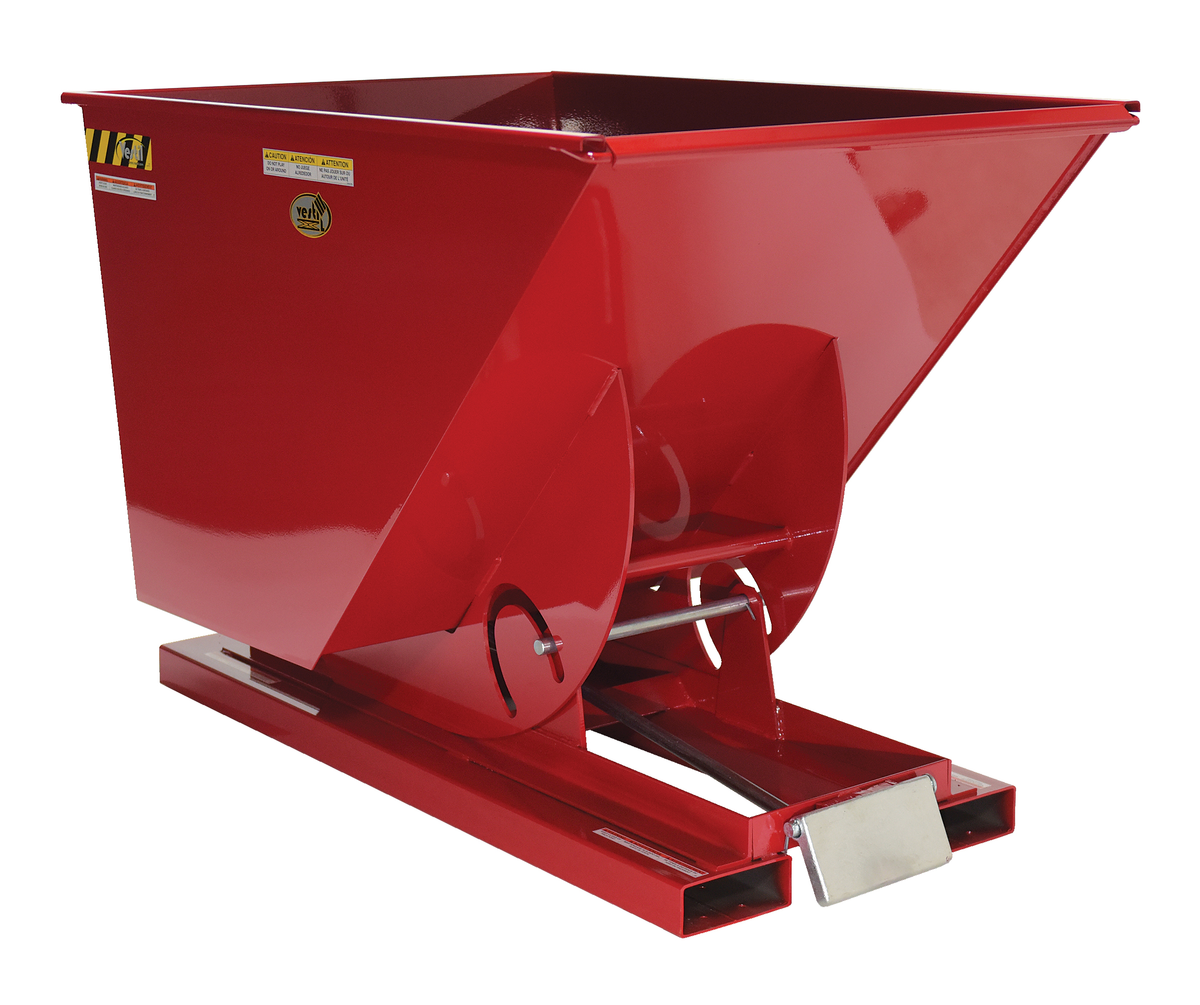 VESTIL D-100-LD-SR Self Dumping Hopper, Light Duty, 1 cu. yd., 2000 Lb., Soda Red, Steel | AG7PVR