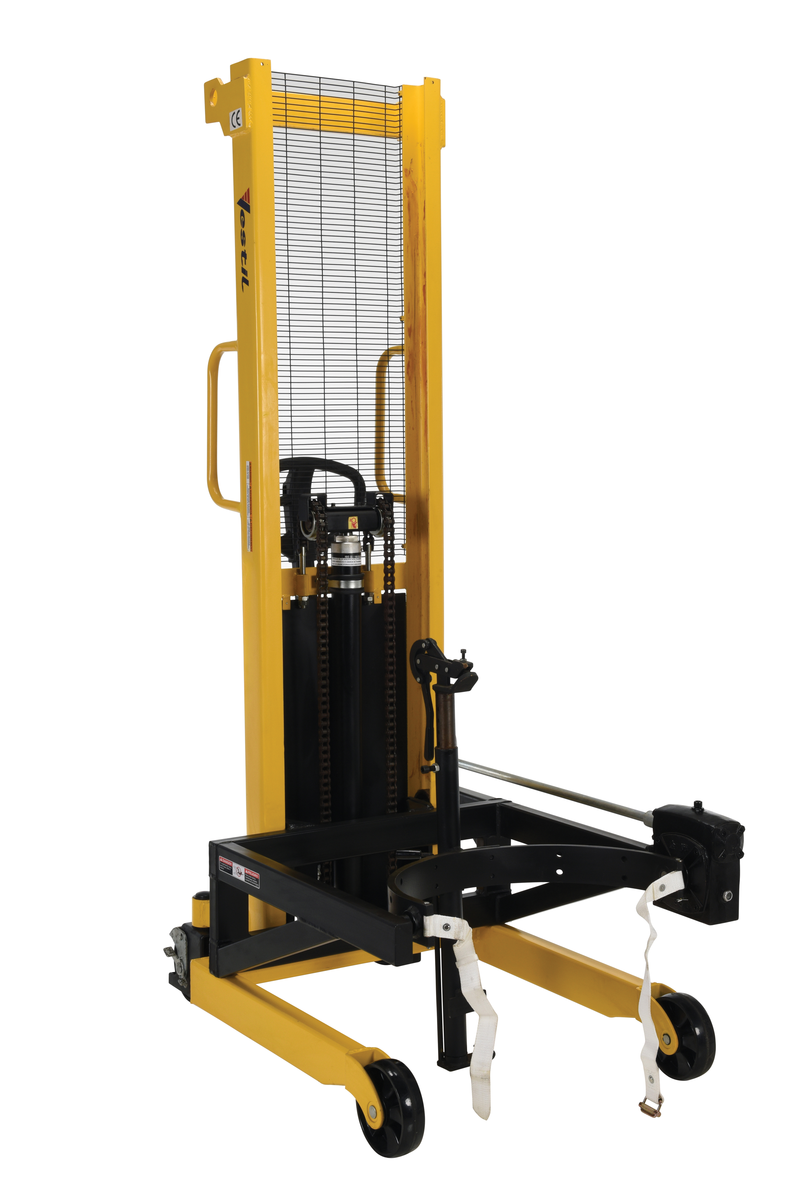 VESTIL DRUM-LRT Steel Manual Drum Lifter/Rotator/Transporter, 550 Lb. Capacity, Yellow/Black | AG7QWQ