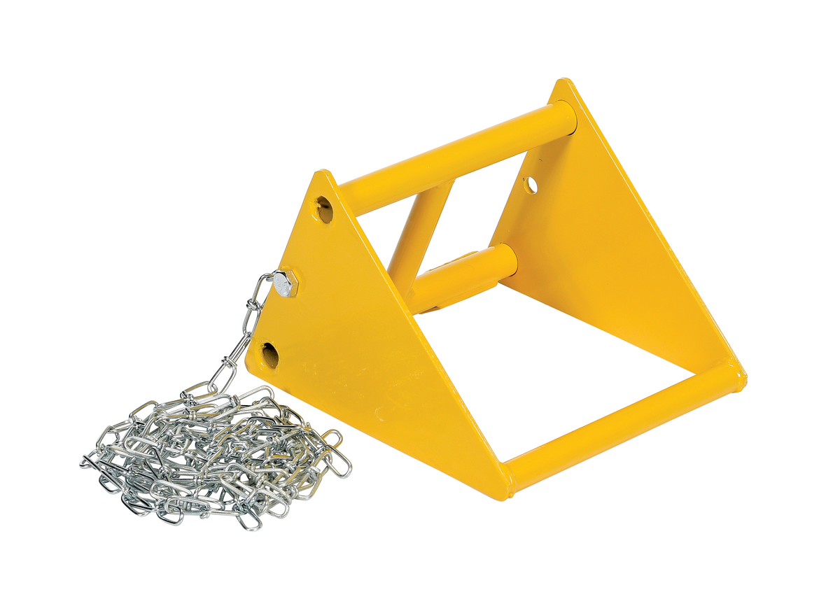 VESTIL FAB-10 Wheel Chock, 10 Feet Chain, Yellow, Fabricated Steel | AG7RTY