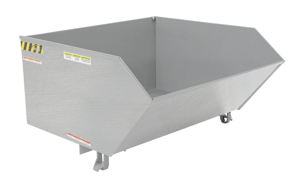 VESTIL H-100-HD-GAL Self Dumping Hopper, Heavy Duty, Low Profile, 1 cu. yd., 6000 Lb., Galvanized, Steel | AG7TMR