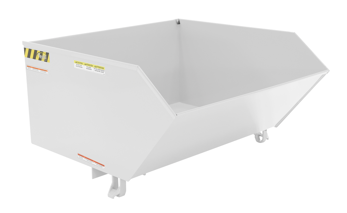 VESTIL H-100-LD-WHT Self Dumping Hopper, Light Duty, Low Profile, 1 cu. yd., 2000 Lb., White, Steel | AG7TNF