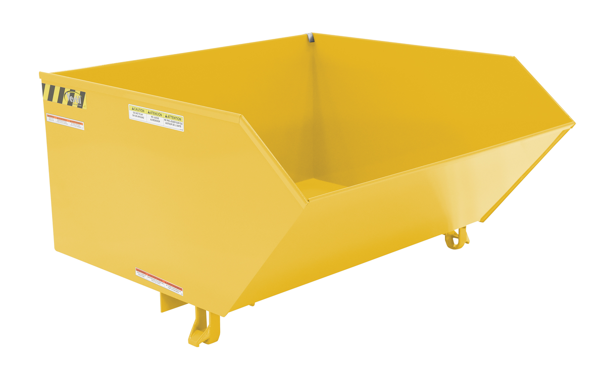 VESTIL H-100-LD-YEL Self Dumping Hopper, Light Duty, Low Profile, 1 cu. yd., 2000 Lb., Yellow, Steel | AG7TNG