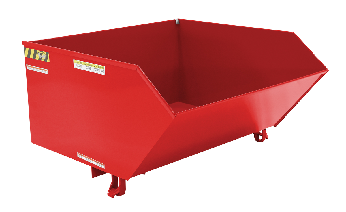 VESTIL H-100-MD-SR Self Dumping Hopper, Medium Duty, Low Profile, 1 cu. yd., 4000 Lb., Red, Steel | AG7TNN