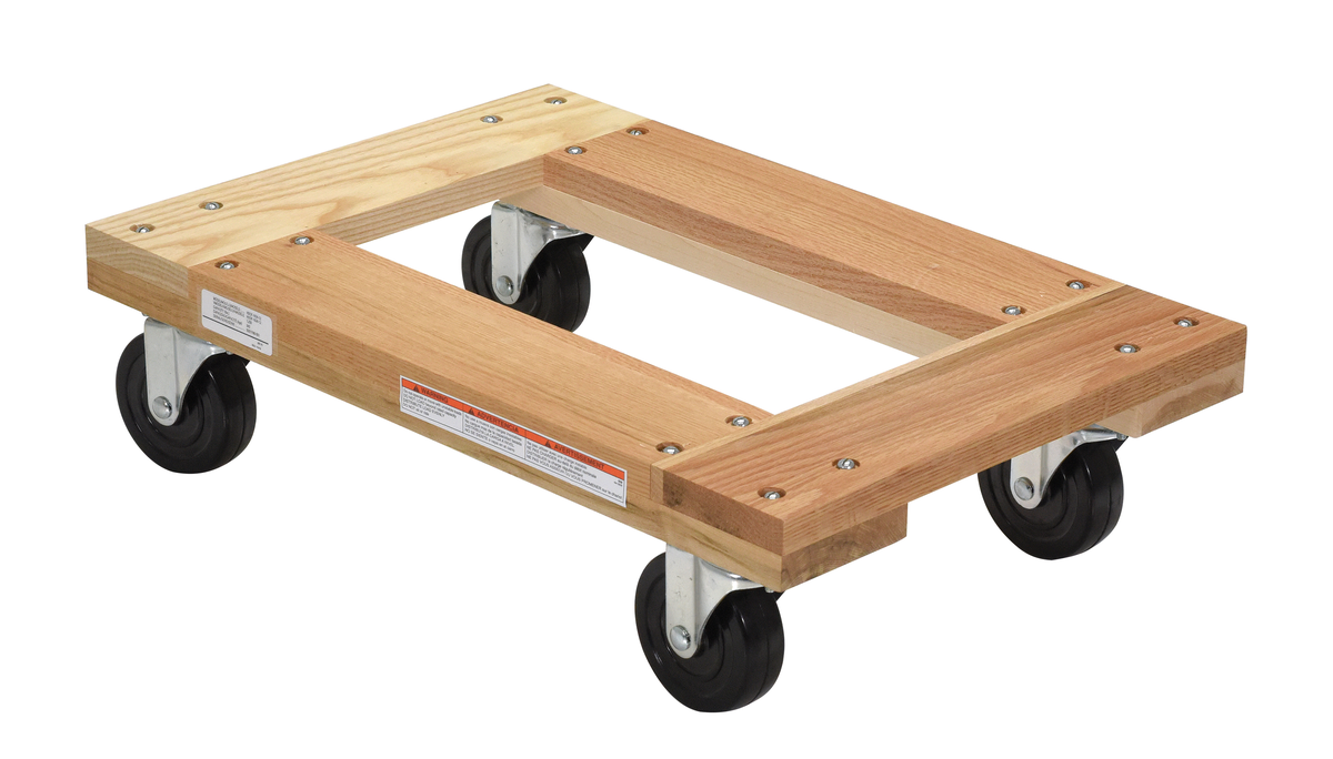 VESTIL HDOF-1624-12 Hardwood Dolly, Open Deck, 1200 Lb. Capacity, 16 Inch x 24 Inch Size | AG7TZY